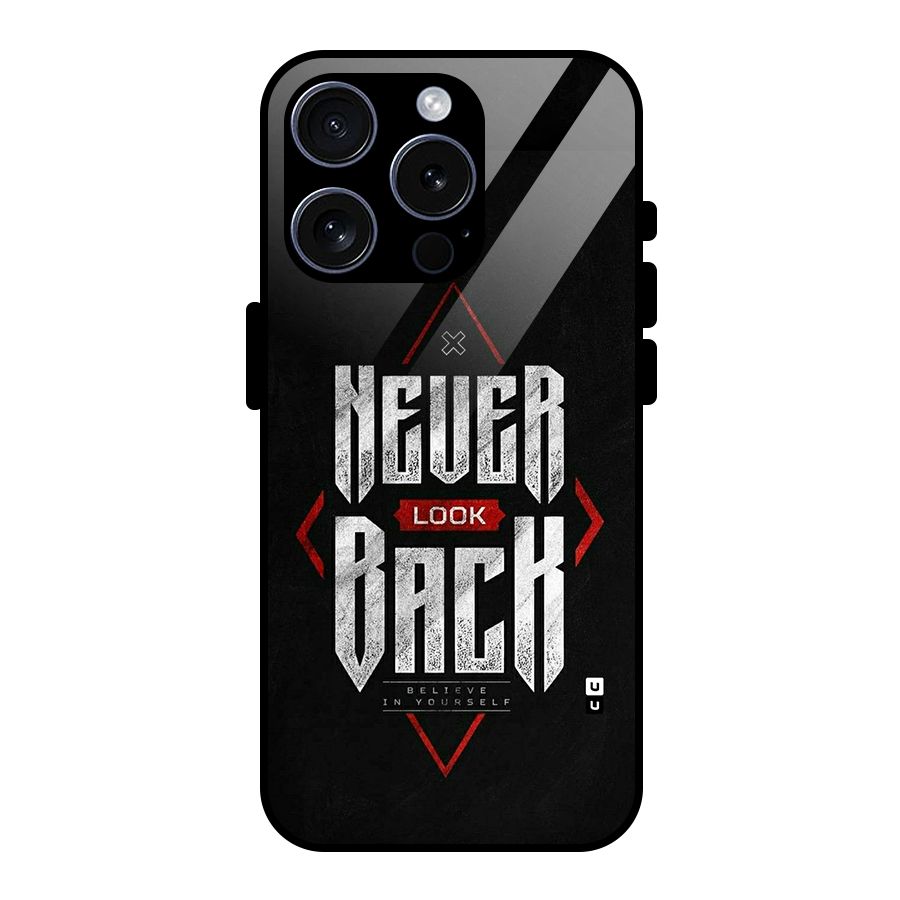 Never Look Back Diamond Glass Back Case for iPhone 15 Pro