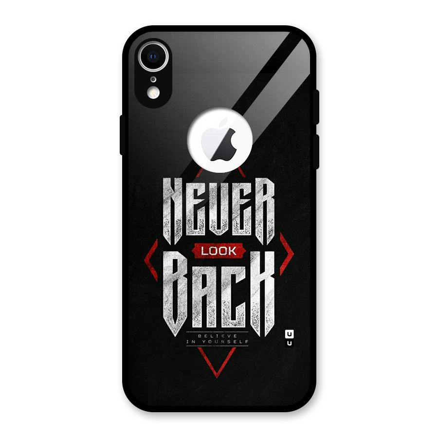 Never Look Back Diamond Glass Back Case for iPhone XR Logo Cut