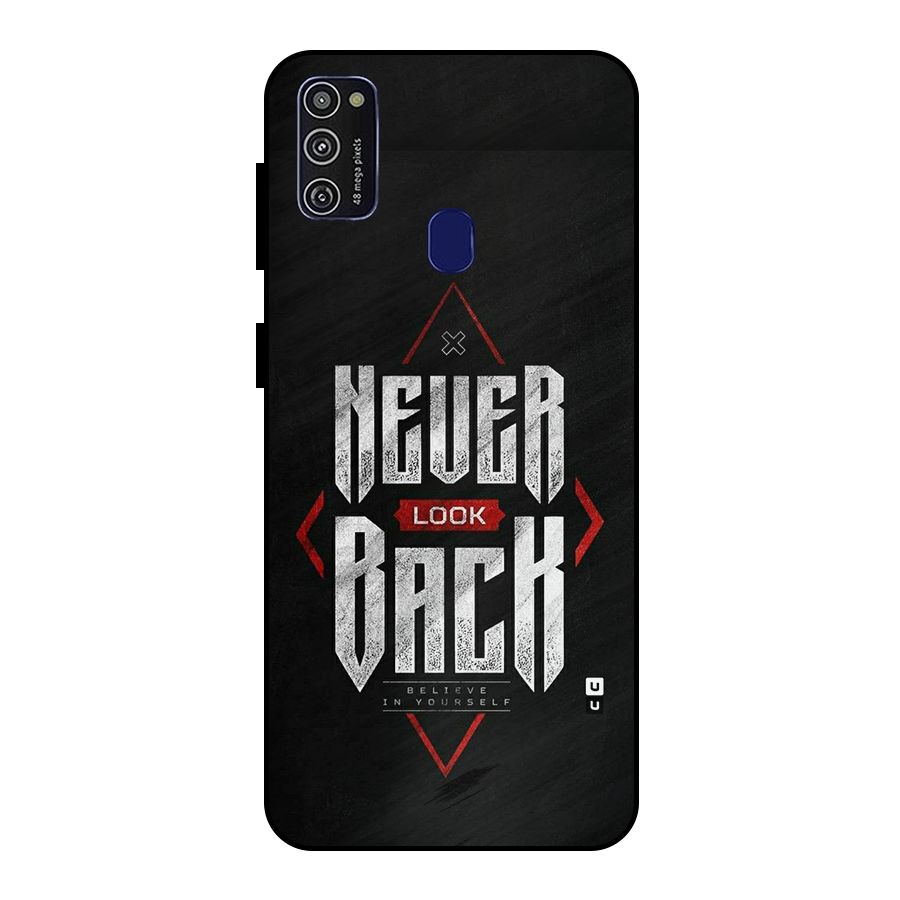 Never Look Back Diamond Metal Back Case for Galaxy M21