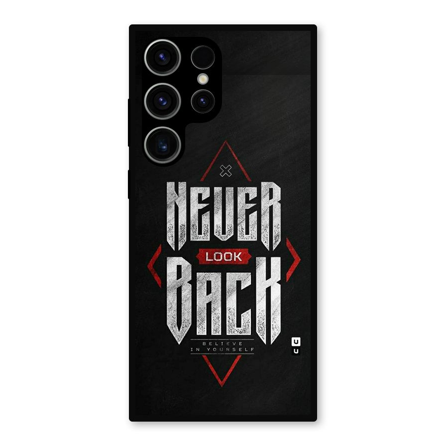 Never Look Back Diamond Metal Back Case for Galaxy S23 Ultra