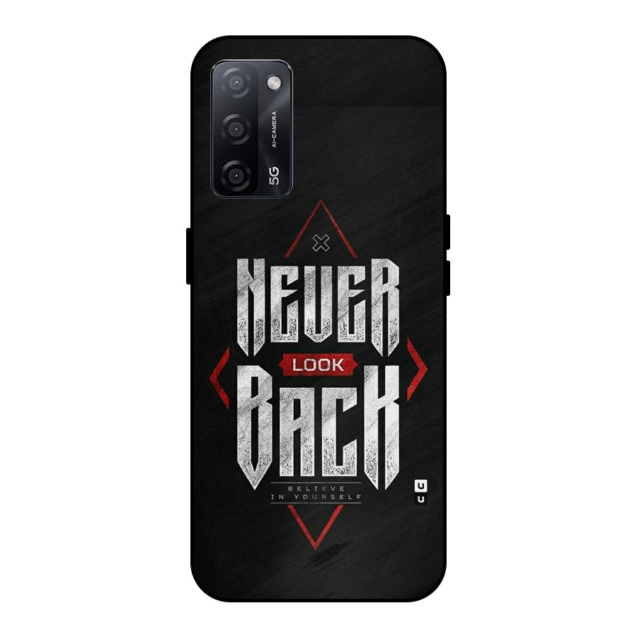 Never Look Back Diamond Metal Back Case for Oppo A53s 5G
