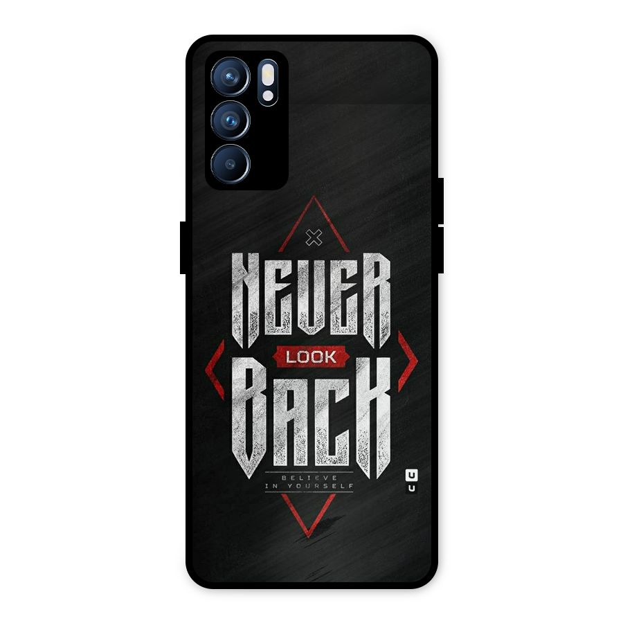 Never Look Back Diamond Metal Back Case for Oppo Reno6 5G