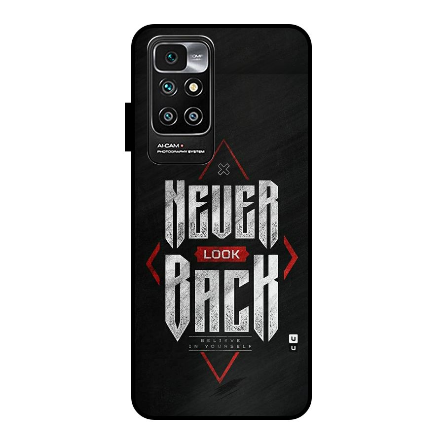 Never Look Back Diamond Metal Back Case for Redmi 10 Prime