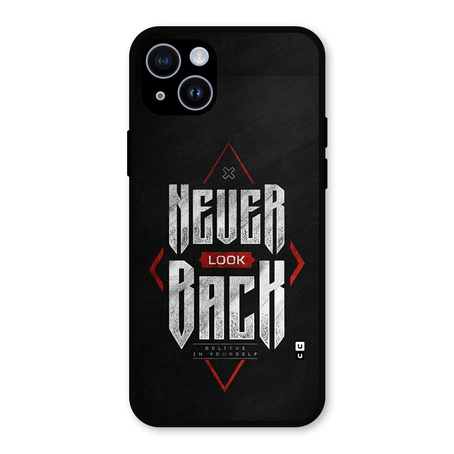 Never Look Back Diamond Metal Back Case for iPhone 14