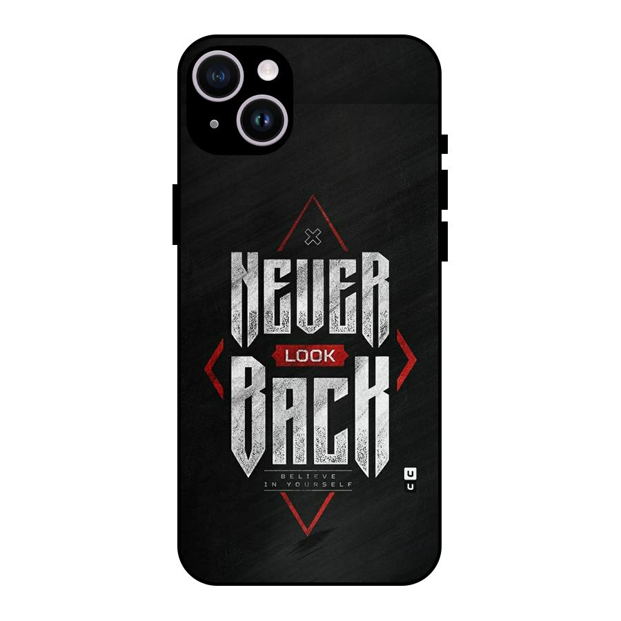 Never Look Back Diamond Metal Back Case for iPhone 14 Plus