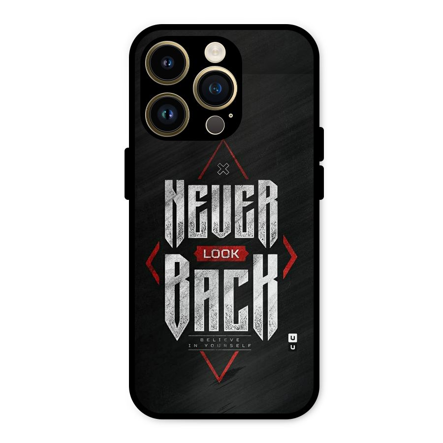 Never Look Back Diamond Metal Back Case for iPhone 14 Pro