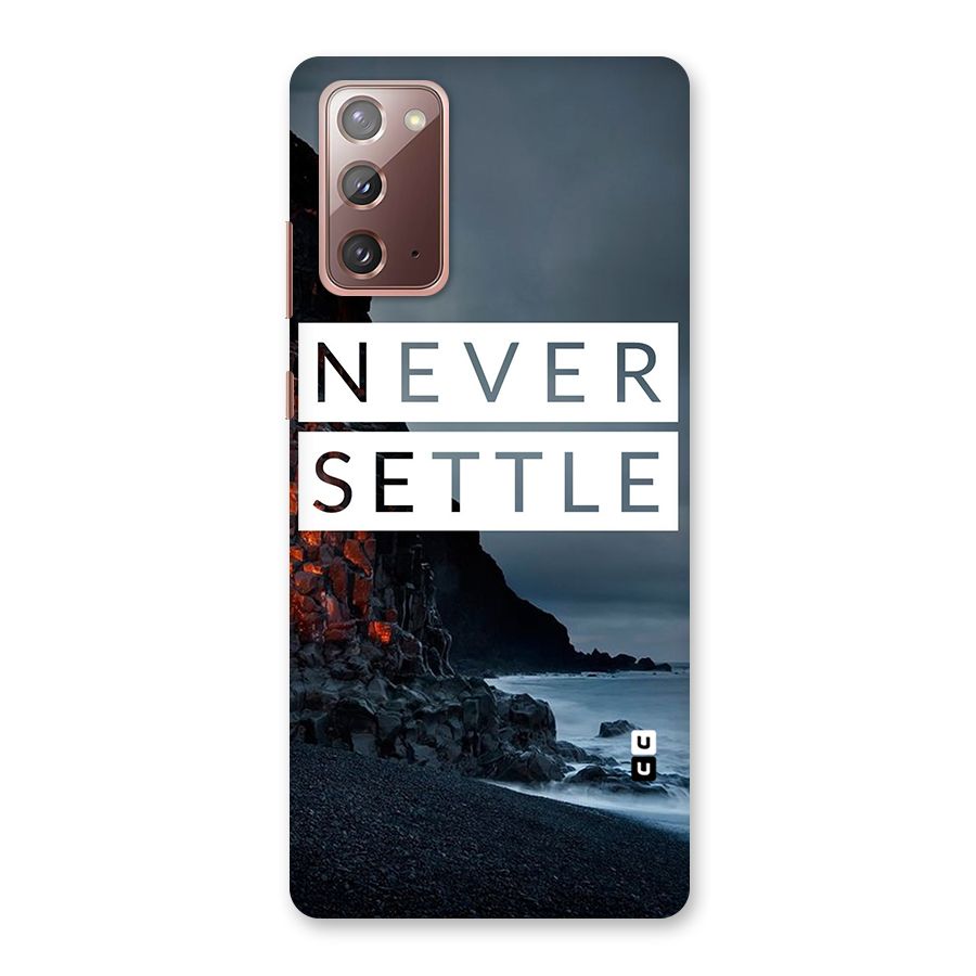 Never Settle Dark Beach Back Case for Galaxy Note 20