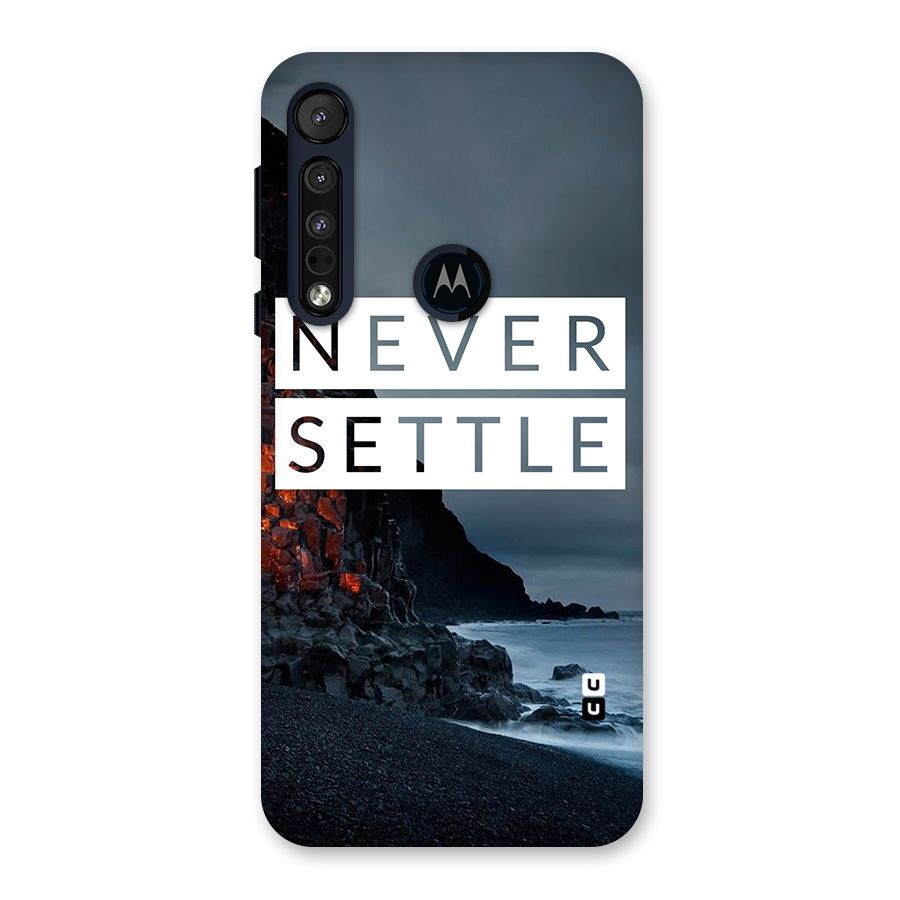 Never Settle Dark Beach Back Case for Motorola One Macro