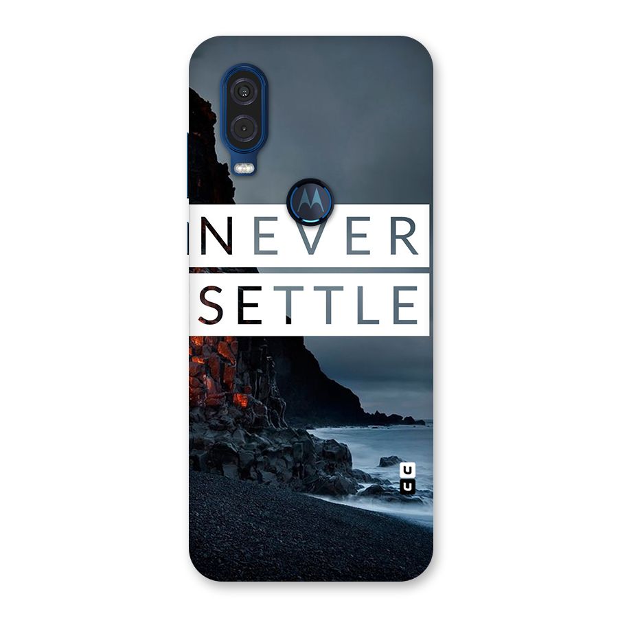 Never Settle Dark Beach Back Case for Motorola One Vision