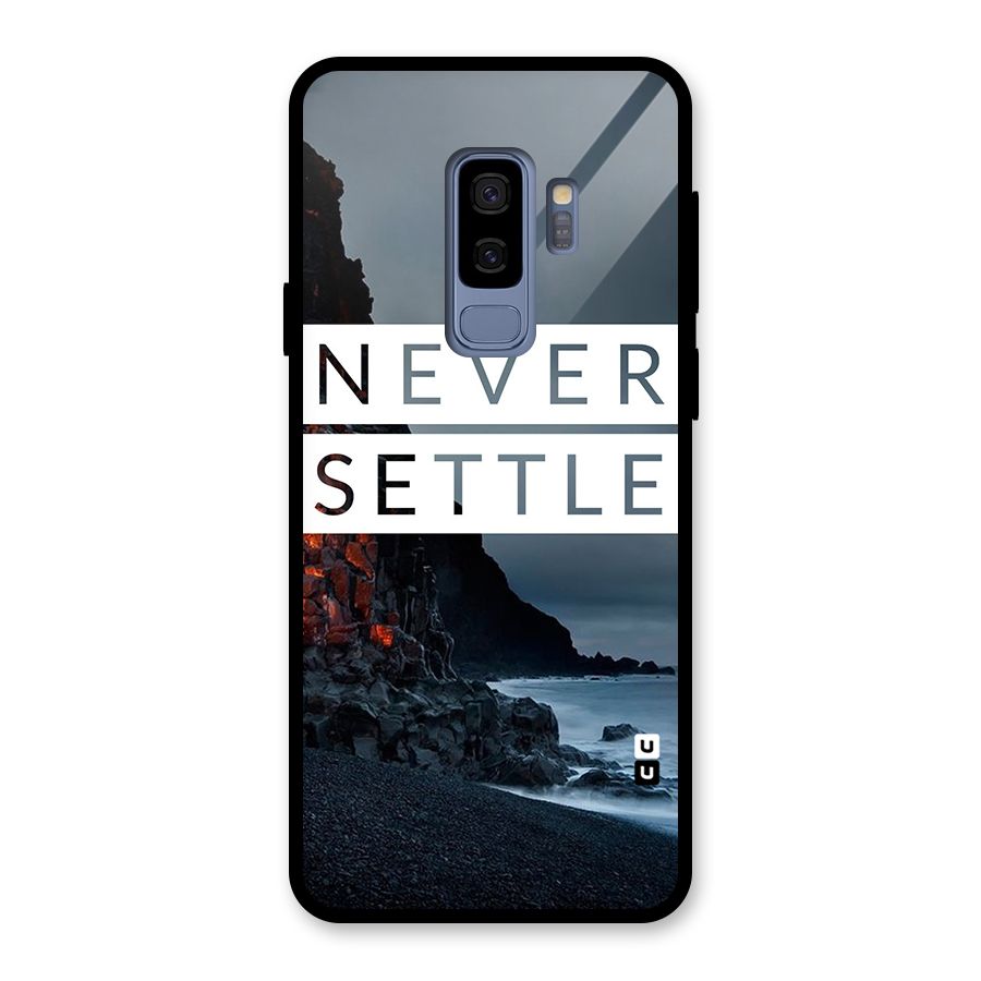 Never Settle Dark Beach Glass Back Case for Galaxy S9 Plus