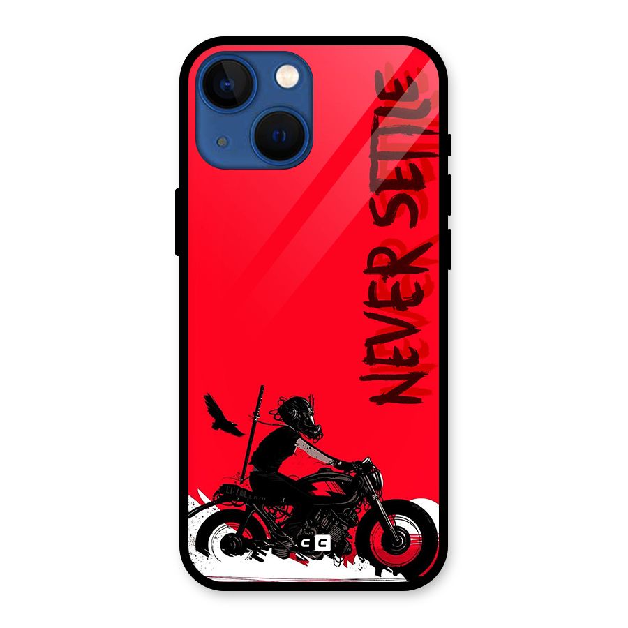 Never Settle Ride Glass Back Case for iPhone 13 Mini