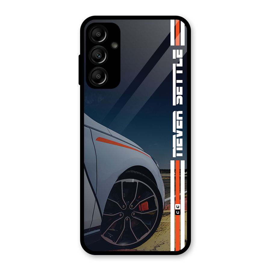 Never Settle SuperCar Glass Back Case for Galaxy A14 5G