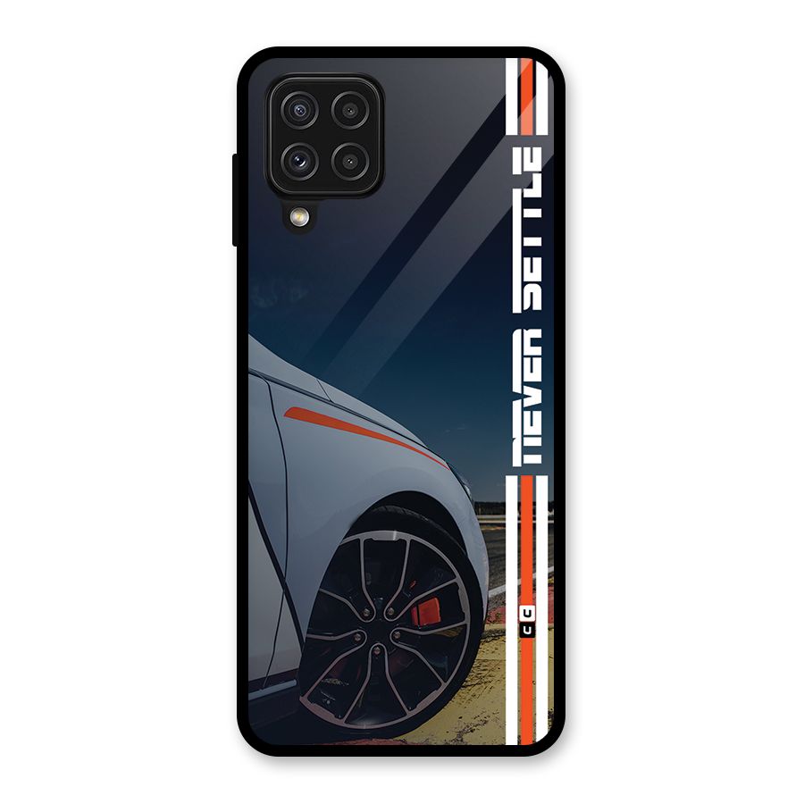 Never Settle SuperCar Glass Back Case for Galaxy A22 4G