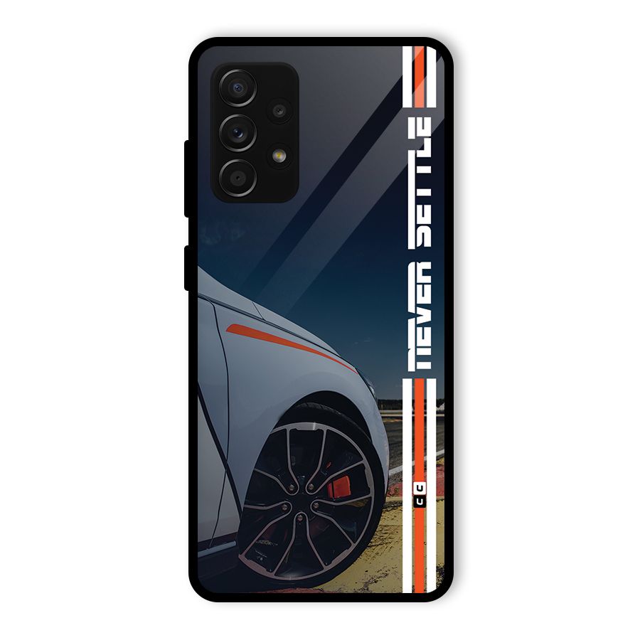 Never Settle SuperCar Glass Back Case for Galaxy A53 5G