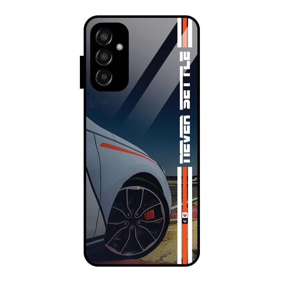 Never Settle SuperCar Glass Back Case for Galaxy F13