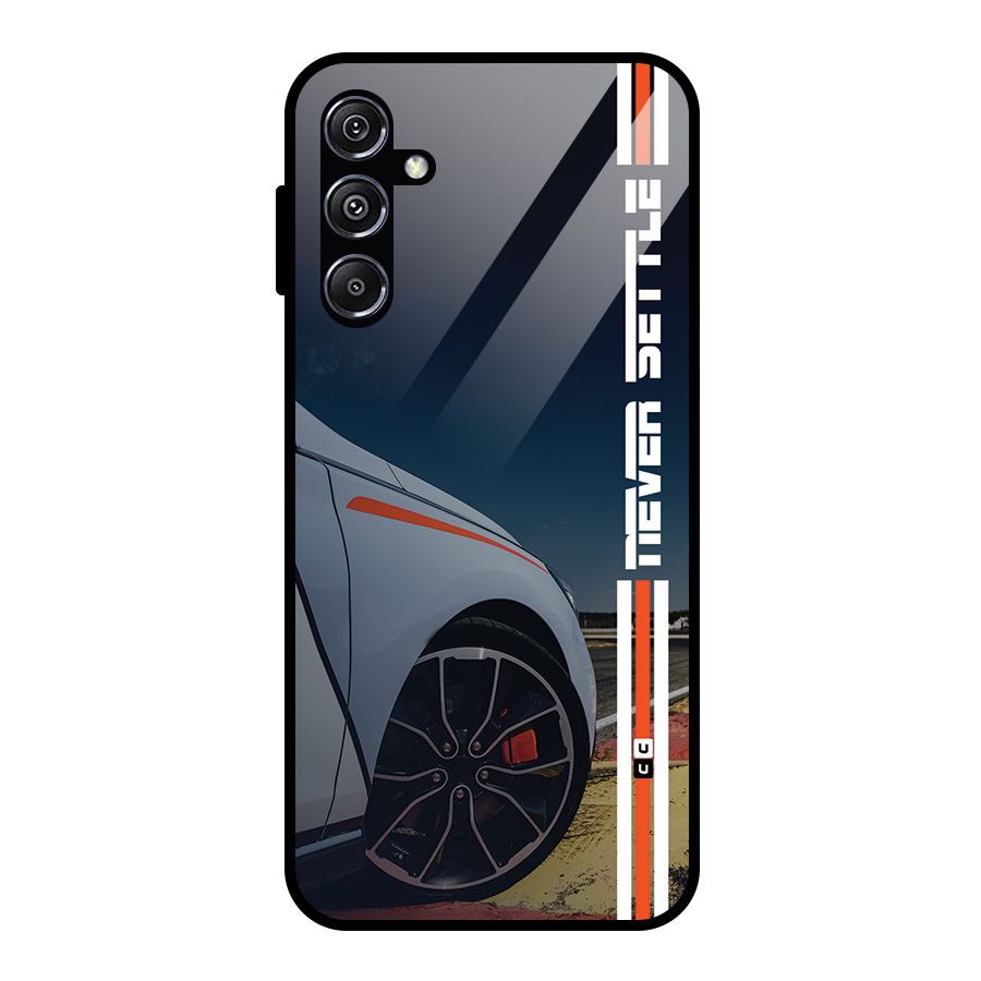 Never Settle SuperCar Glass Back Case for Galaxy M34 5G