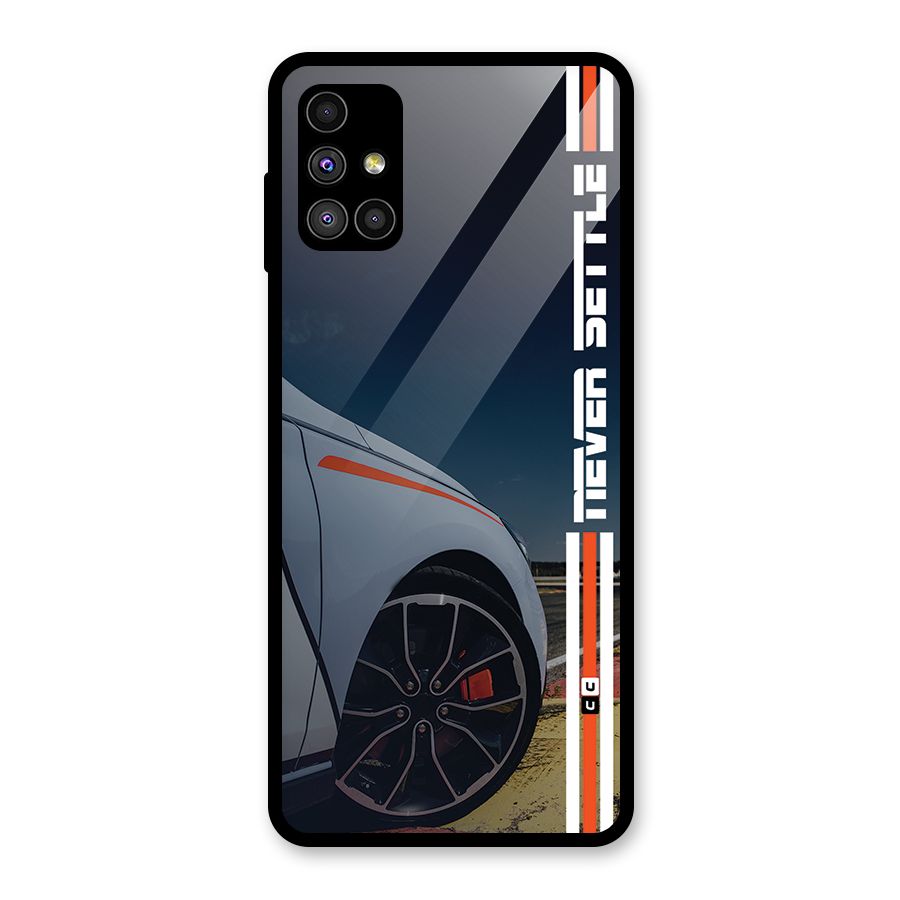 Never Settle SuperCar Glass Back Case for Galaxy M51