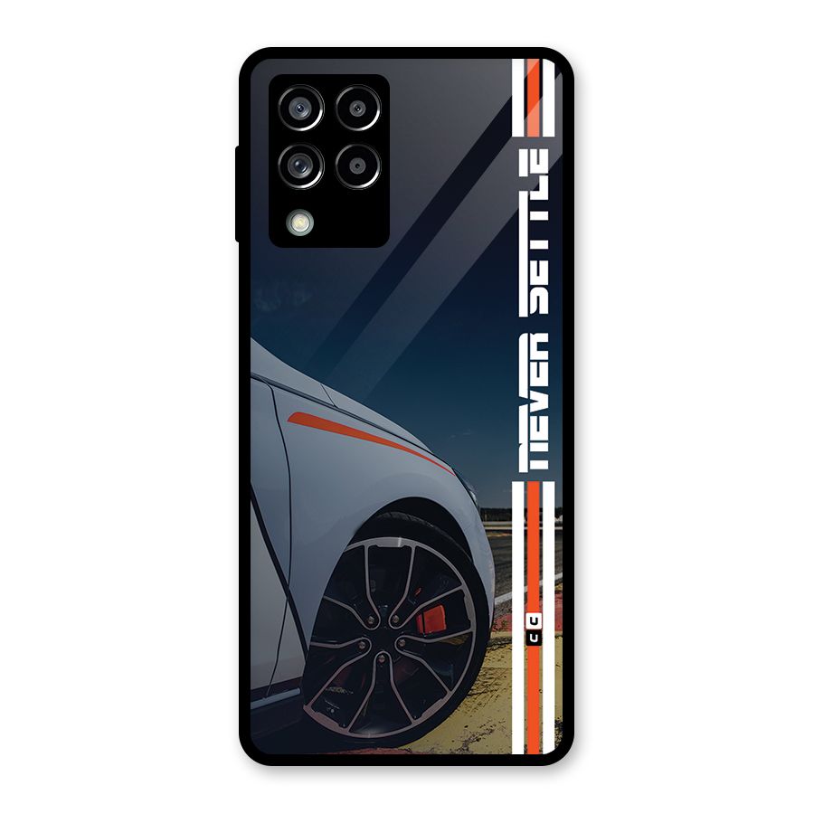 Never Settle SuperCar Glass Back Case for Galaxy M53 5G