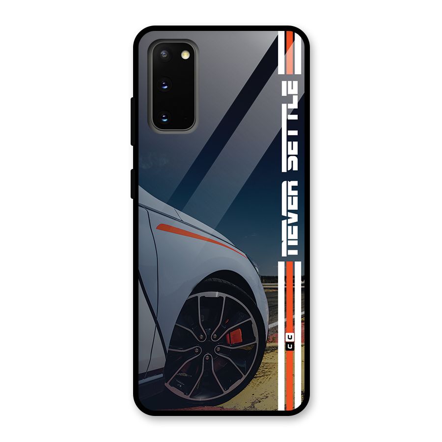 Never Settle SuperCar Glass Back Case for Galaxy S20