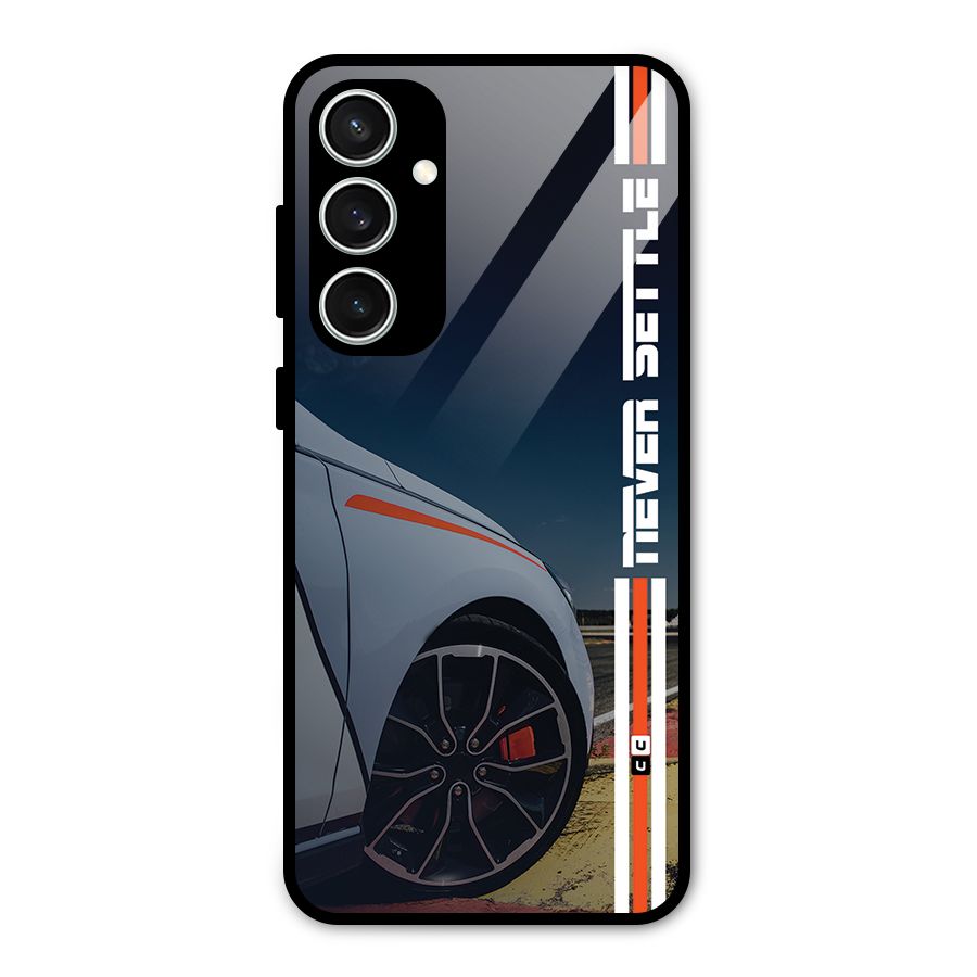 Never Settle SuperCar Glass Back Case for Galaxy S23 FE