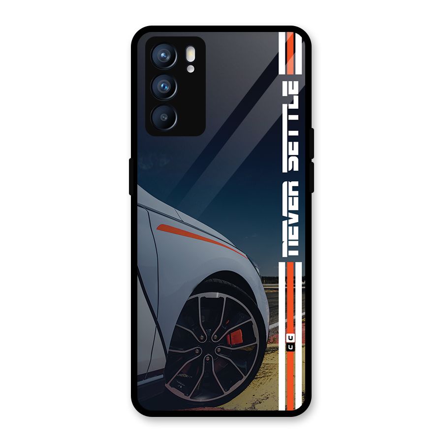 Never Settle SuperCar Glass Back Case for Oppo Reno6 5G