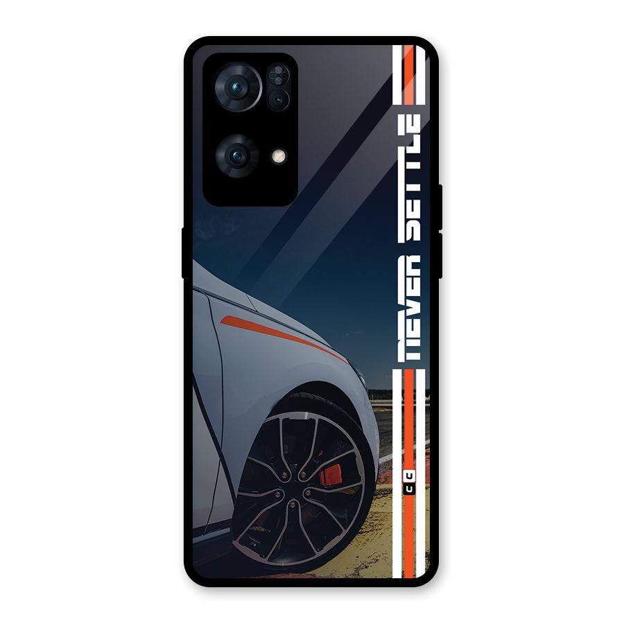 Never Settle SuperCar Glass Back Case for Oppo Reno7 Pro 5G