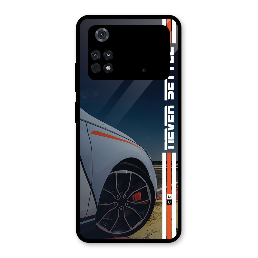 Never Settle SuperCar Glass Back Case for Poco M4 Pro 4G