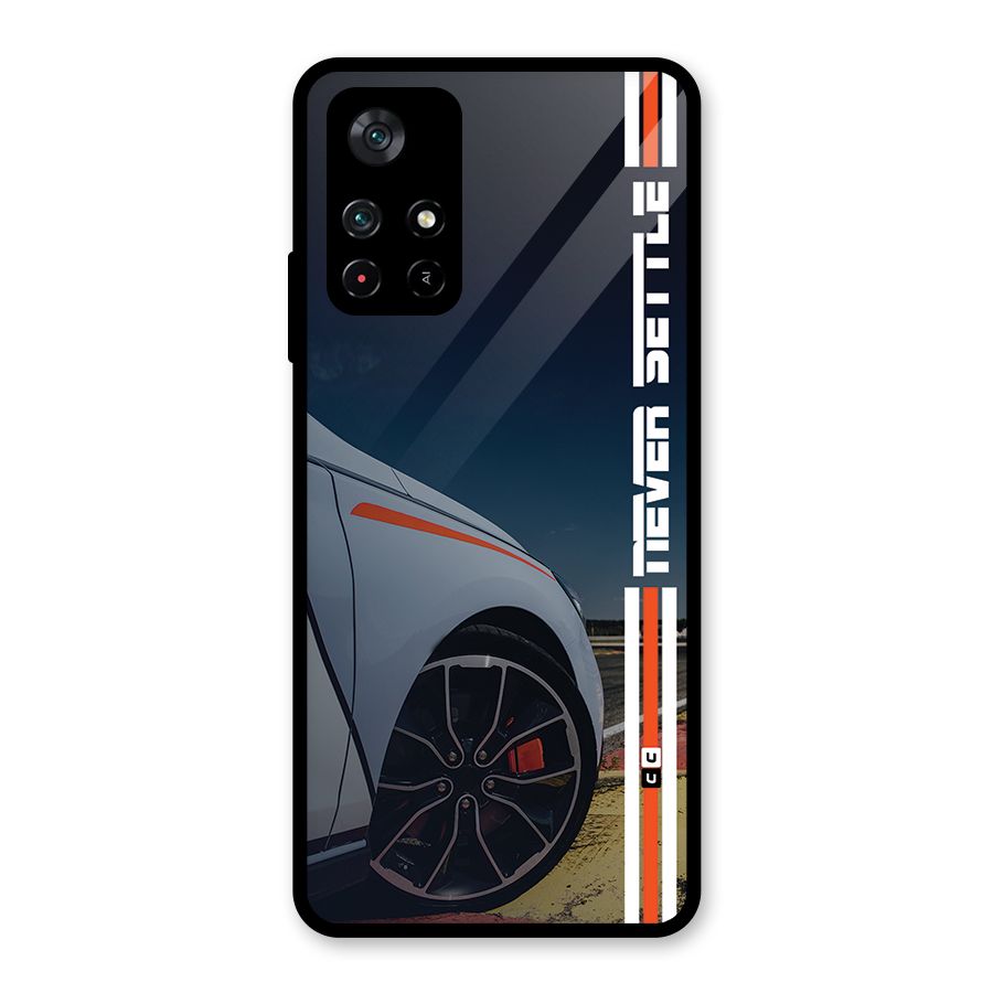 Never Settle SuperCar Glass Back Case for Poco M4 Pro 5G