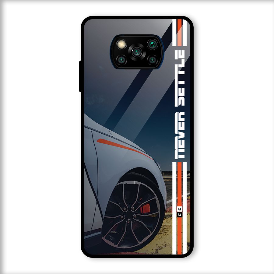 Never Settle SuperCar Glass Back Case for Poco X3