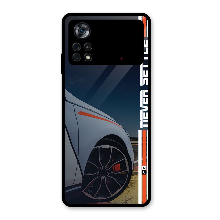 Never Settle SuperCar Glass Back Case for Poco X4 Pro 5G