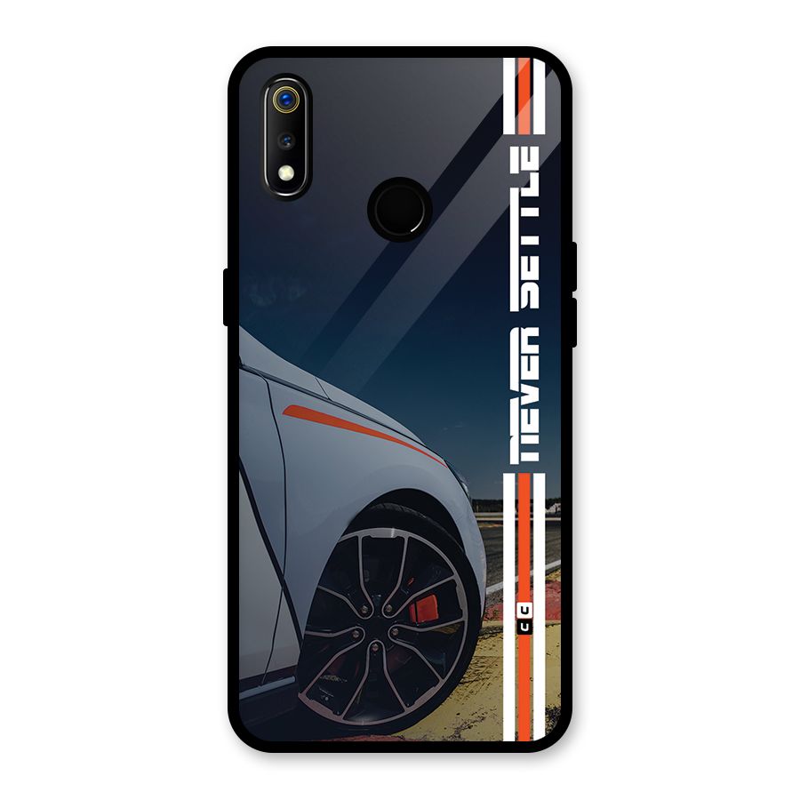 Never Settle SuperCar Glass Back Case for Realme 3i