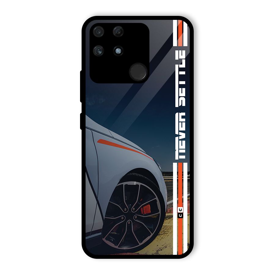 Never Settle SuperCar Glass Back Case for Realme Narzo 50A