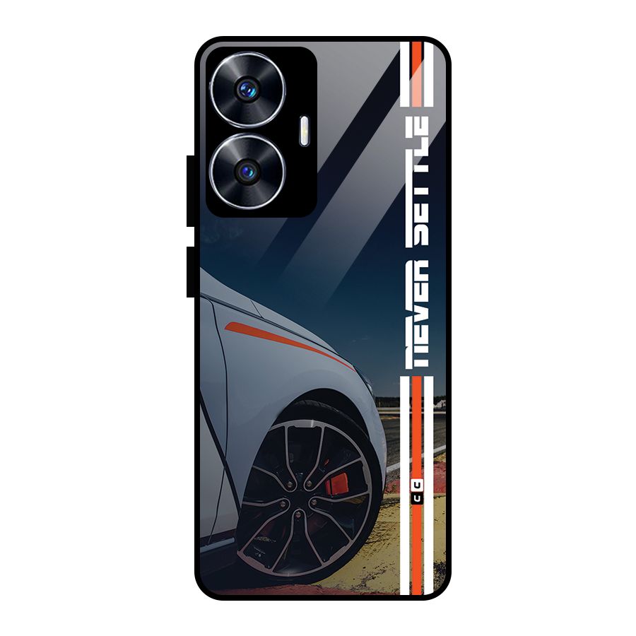 Never Settle SuperCar Glass Back Case for Realme Narzo N55