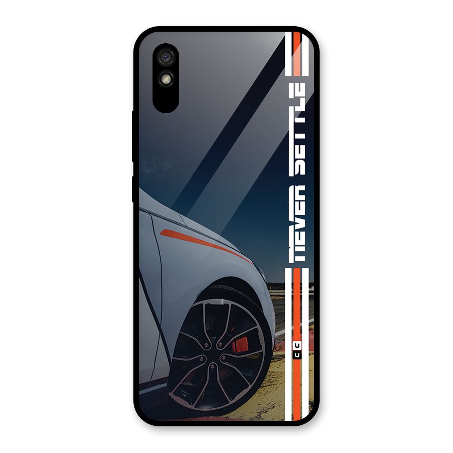 Never Settle SuperCar Glass Back Case for Redmi 9i