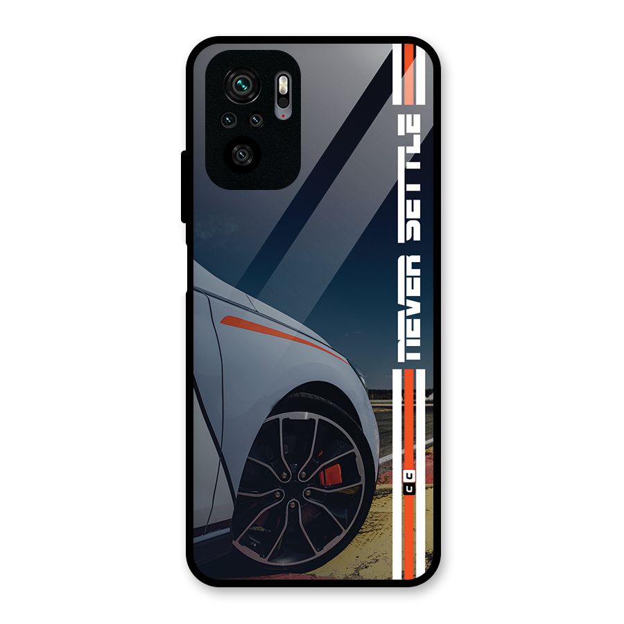 Never Settle SuperCar Glass Back Case for Redmi Note 10
