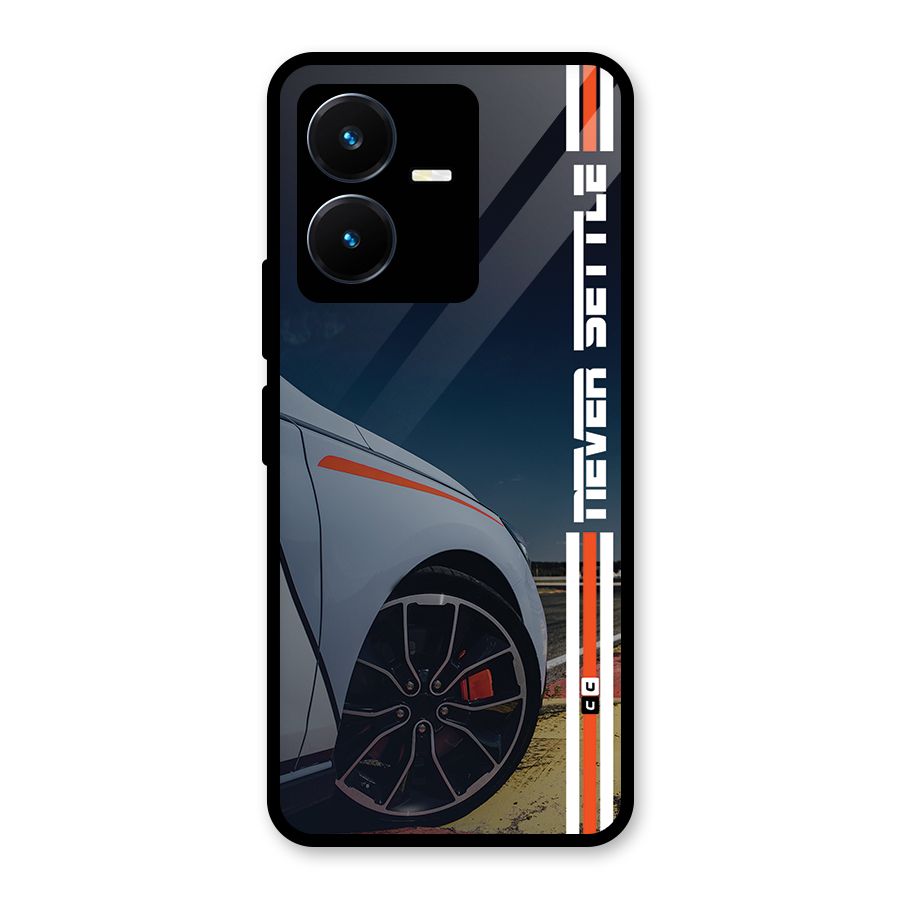 Never Settle SuperCar Glass Back Case for Vivo Y22s