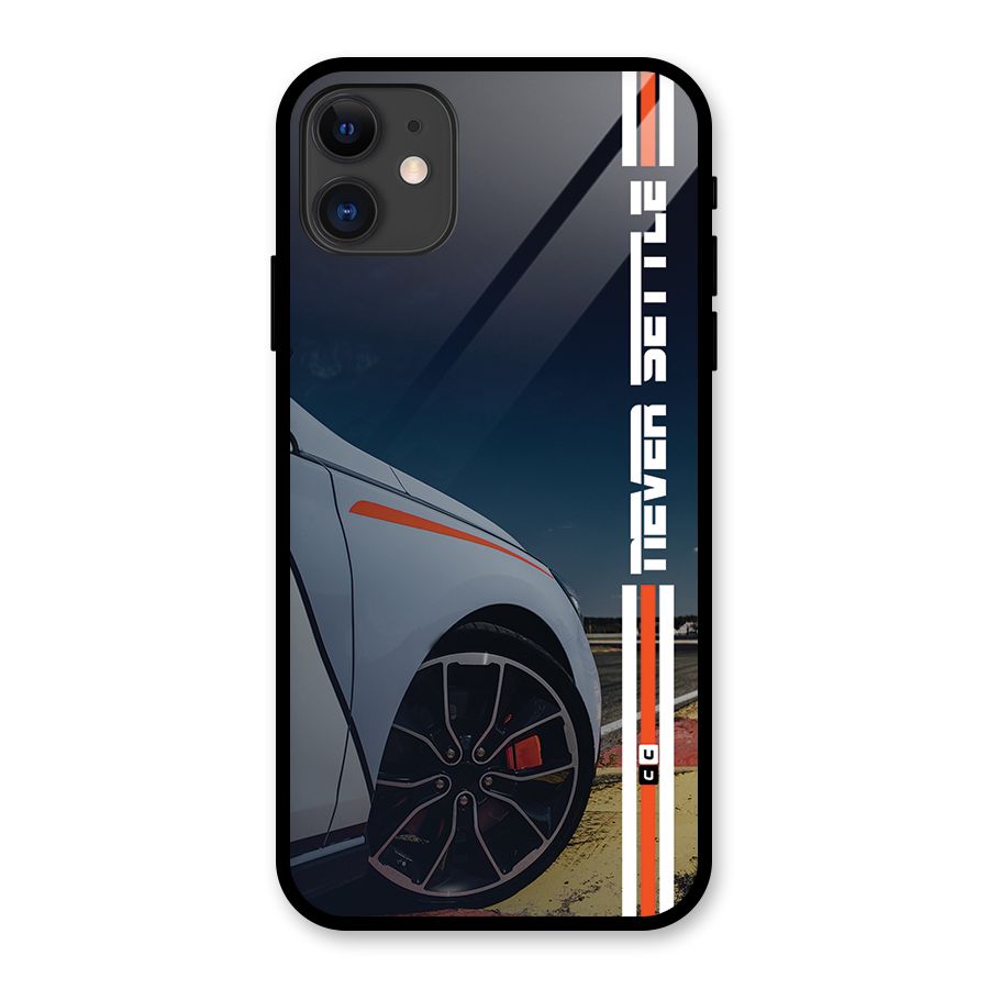 Never Settle SuperCar Glass Back Case for iPhone 11