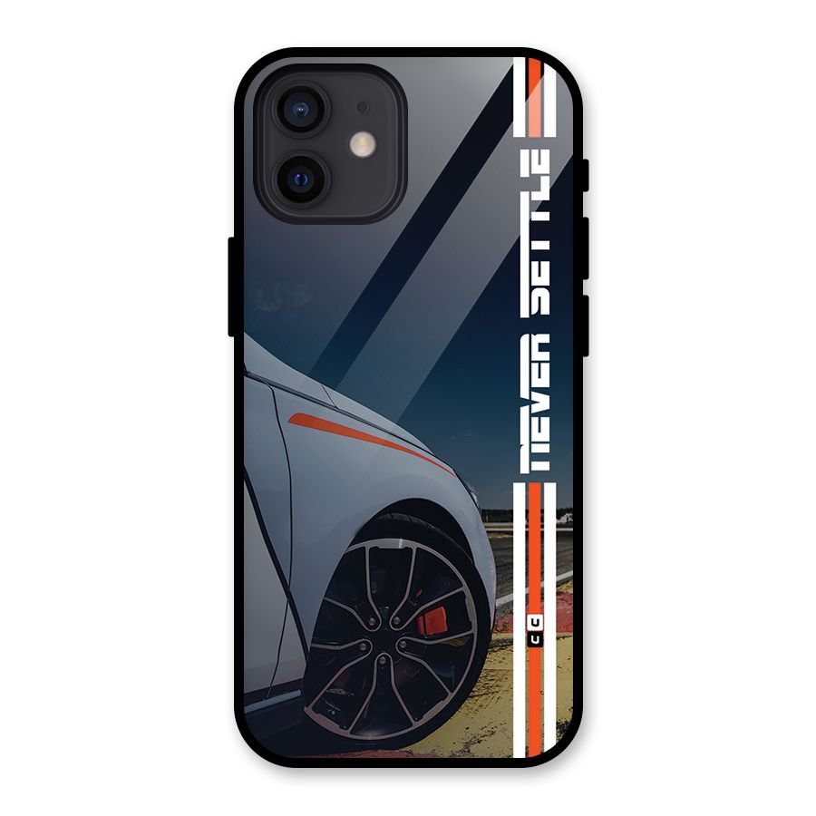 Never Settle SuperCar Glass Back Case for iPhone 12
