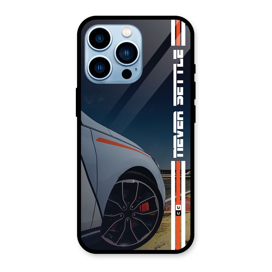 Never Settle SuperCar Glass Back Case for iPhone 13 Pro
