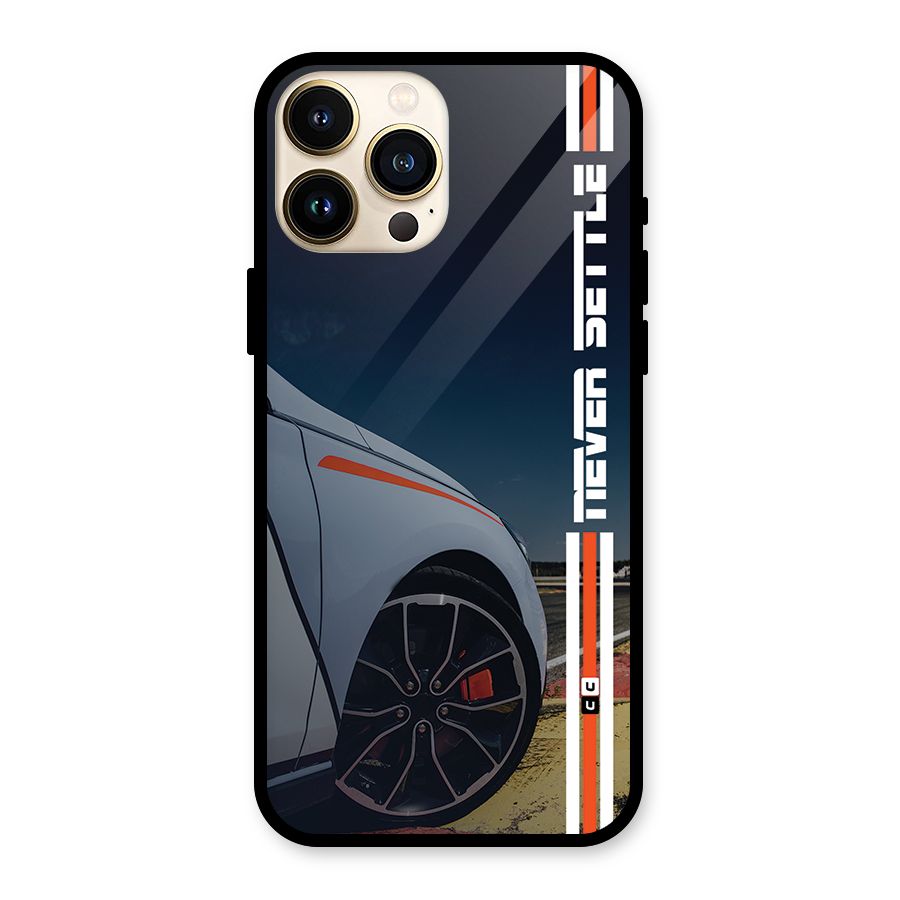 Never Settle SuperCar Glass Back Case for iPhone 13 Pro Max