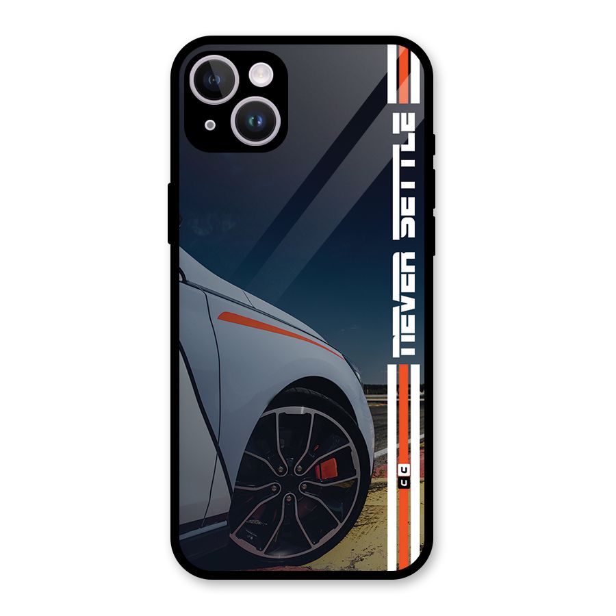 Never Settle SuperCar Glass Back Case for iPhone 14 Plus
