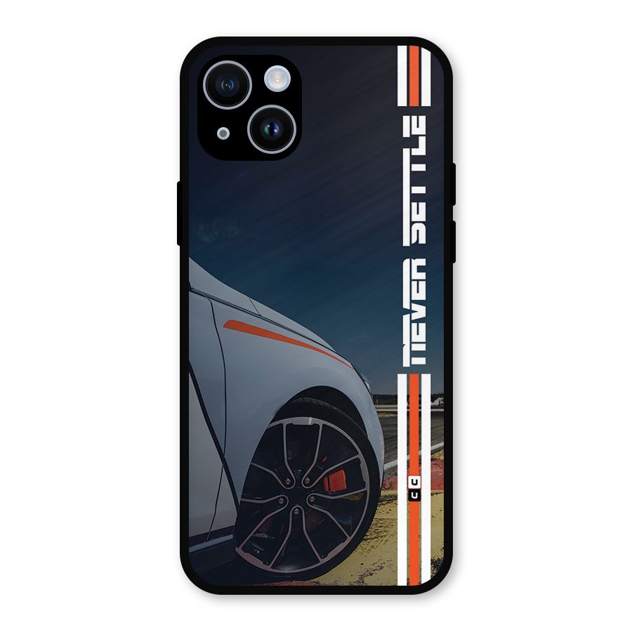 Never Settle SuperCar Metal Back Case for iPhone 14