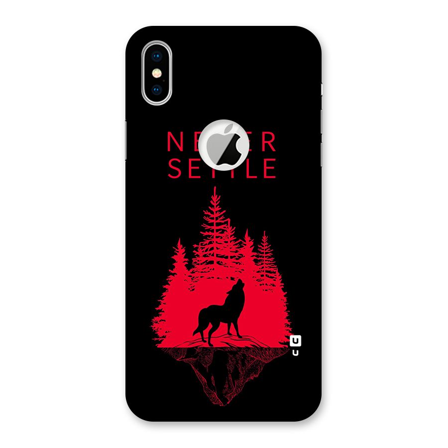 Never Settle Wolf Back Case for iPhone X Logo Cut