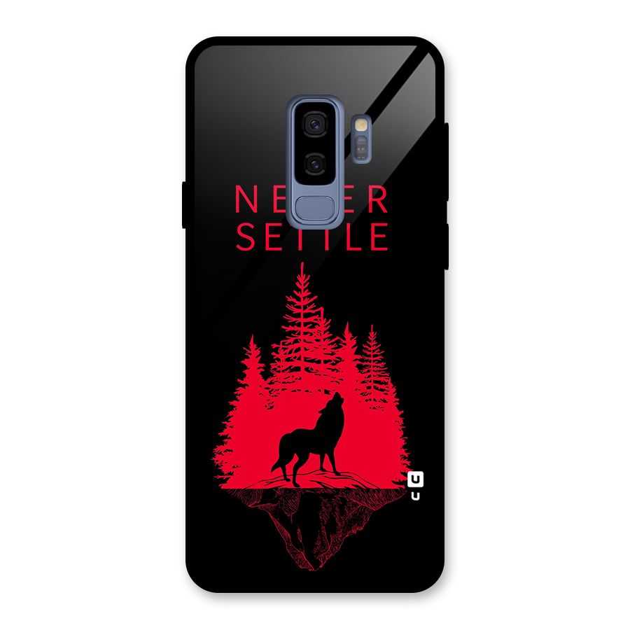 Never Settle Wolf Glass Back Case for Galaxy S9 Plus
