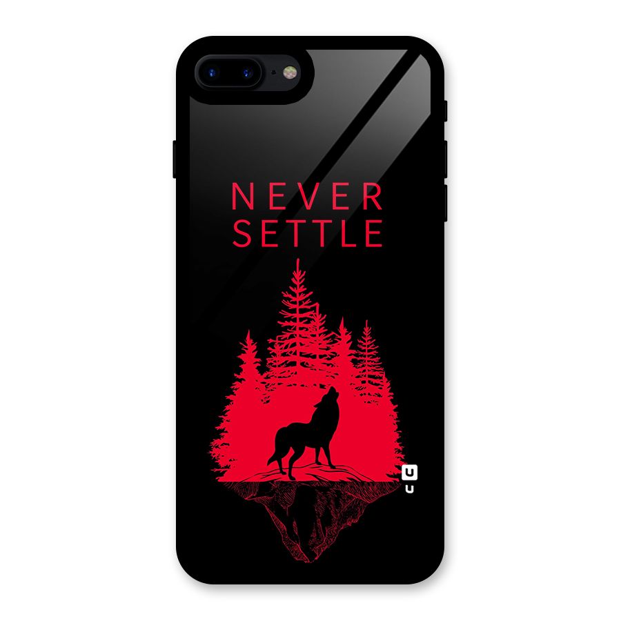 Never Settle Wolf Glass Back Case for iPhone 8 Plus