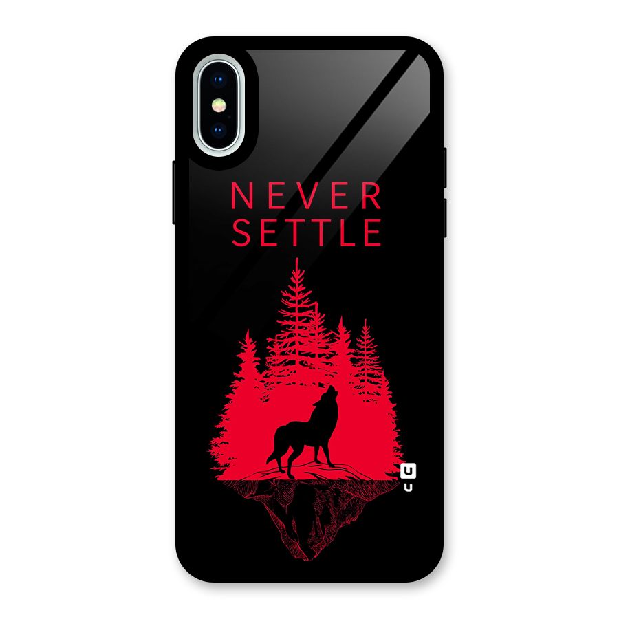 Never Settle Wolf Glass Back Case for iPhone XS