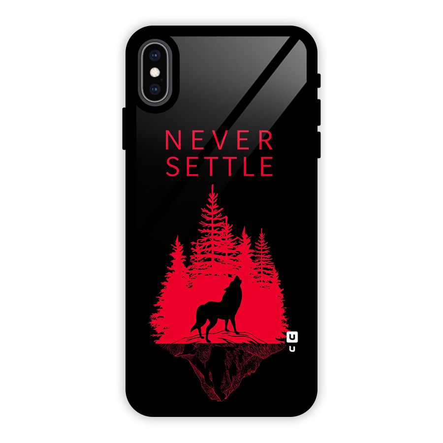 Never Settle Wolf Glass Back Case for iPhone XS Max