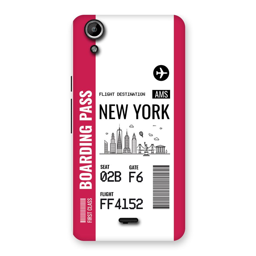 New York Boarding Pass Back Case for Canvas Selfie Lens Q345