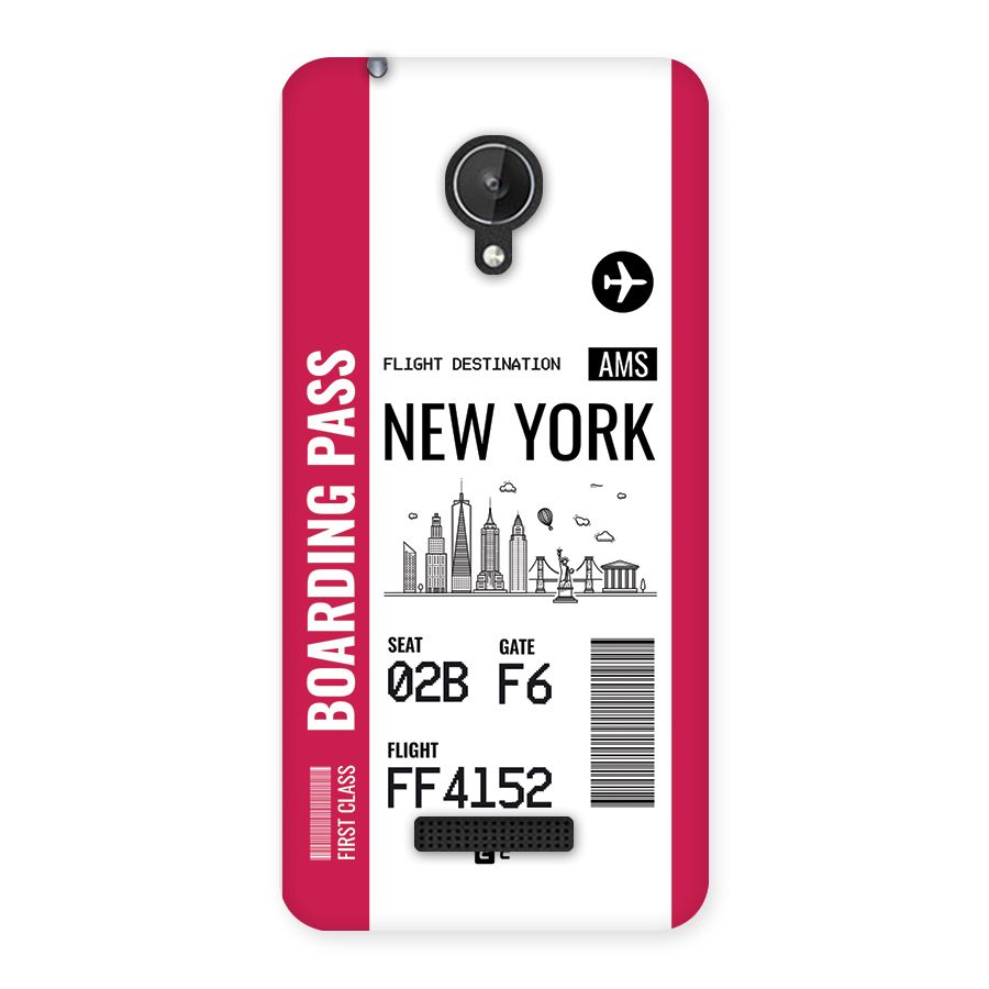 New York Boarding Pass Back Case for Canvas Spark Q380