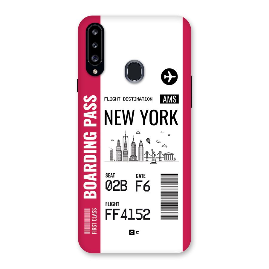 New York Boarding Pass Back Case for Galaxy A20s